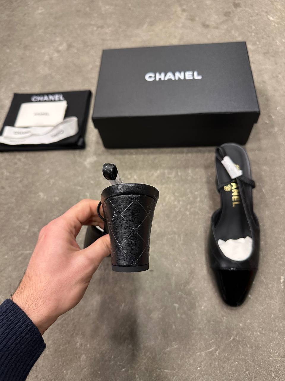 Chanel Baskılı Kuzu Derisi & Rugan Dana Derisi Siyah Topuklu Ayakkabı - Glimmer of Luxury