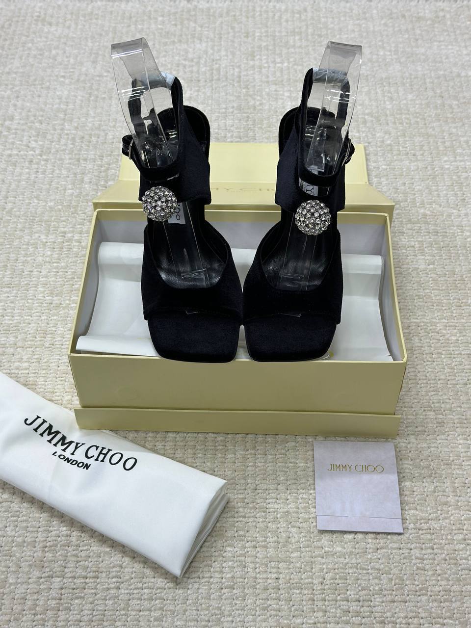Jimmy Choo Orb 95 Velvet Sandals