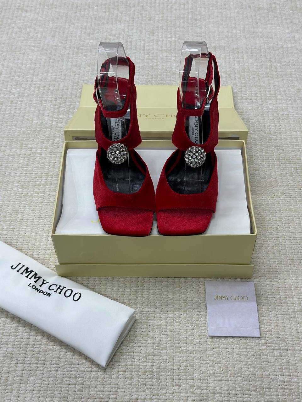 Jimmy Choo Orb 95 Velvet Sandals