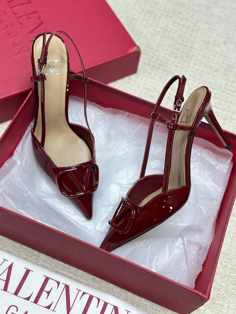 Valentino Vlogo Signature Patent Leather Strappy Shoes 80mm