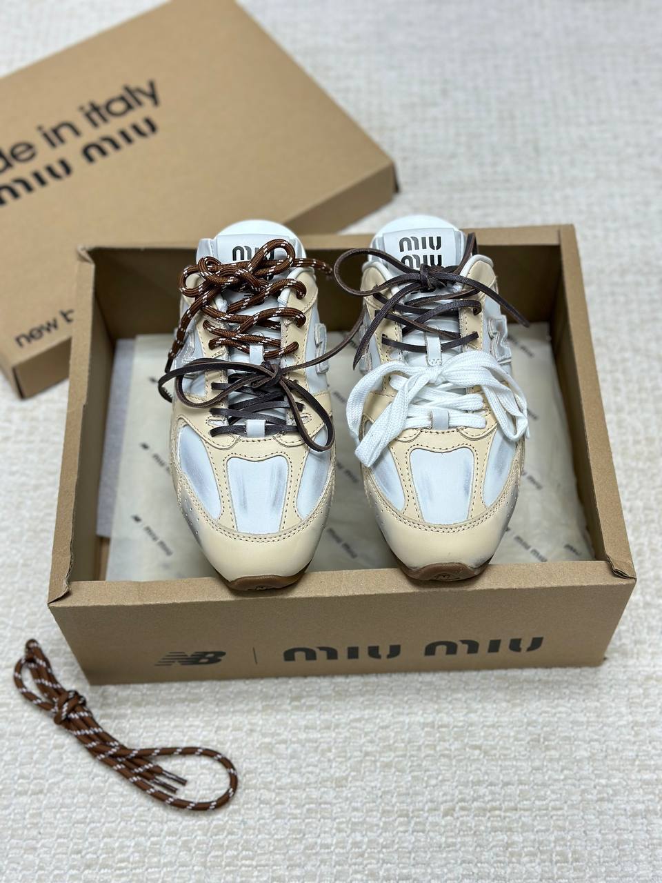 New Balance X Miu Miu 530 SL Deco Calfskin Closed Slippers