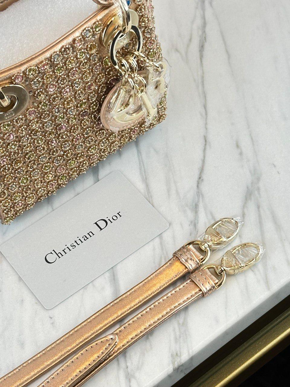 Christian Dior Lady Çanta Altın Taş Desenli - Glimmer of Luxury