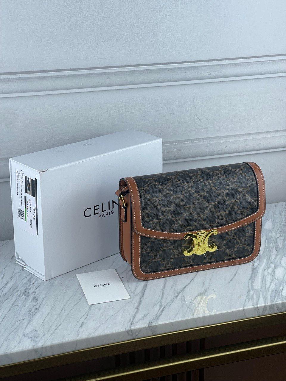 CELINE Kanvas ve Dana Derisinden Klasik Triomphe Çanta - Glimmer of Luxury