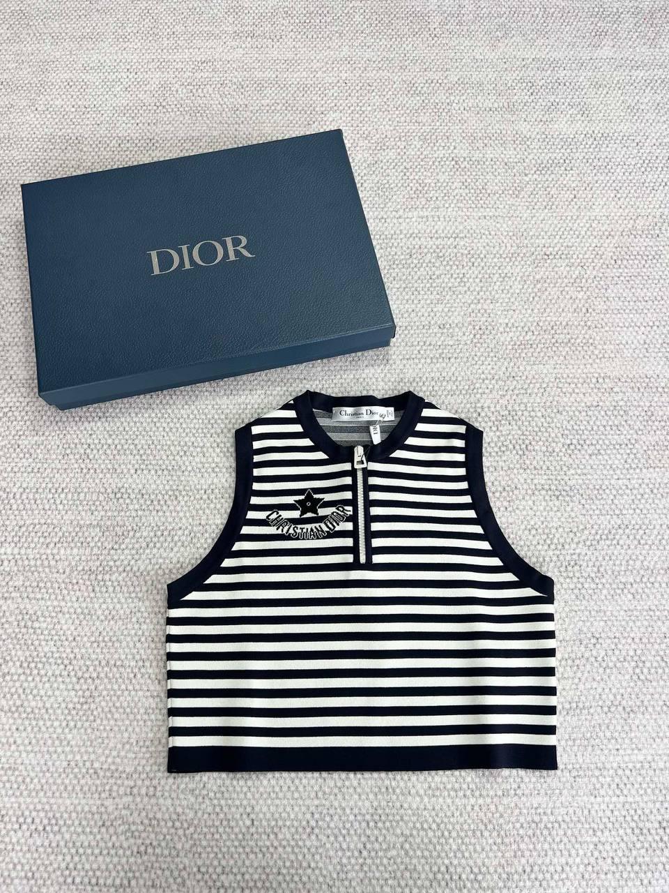 DIOR Çizgili Fermuarlı Kısa Üst - Glimmer of Luxury