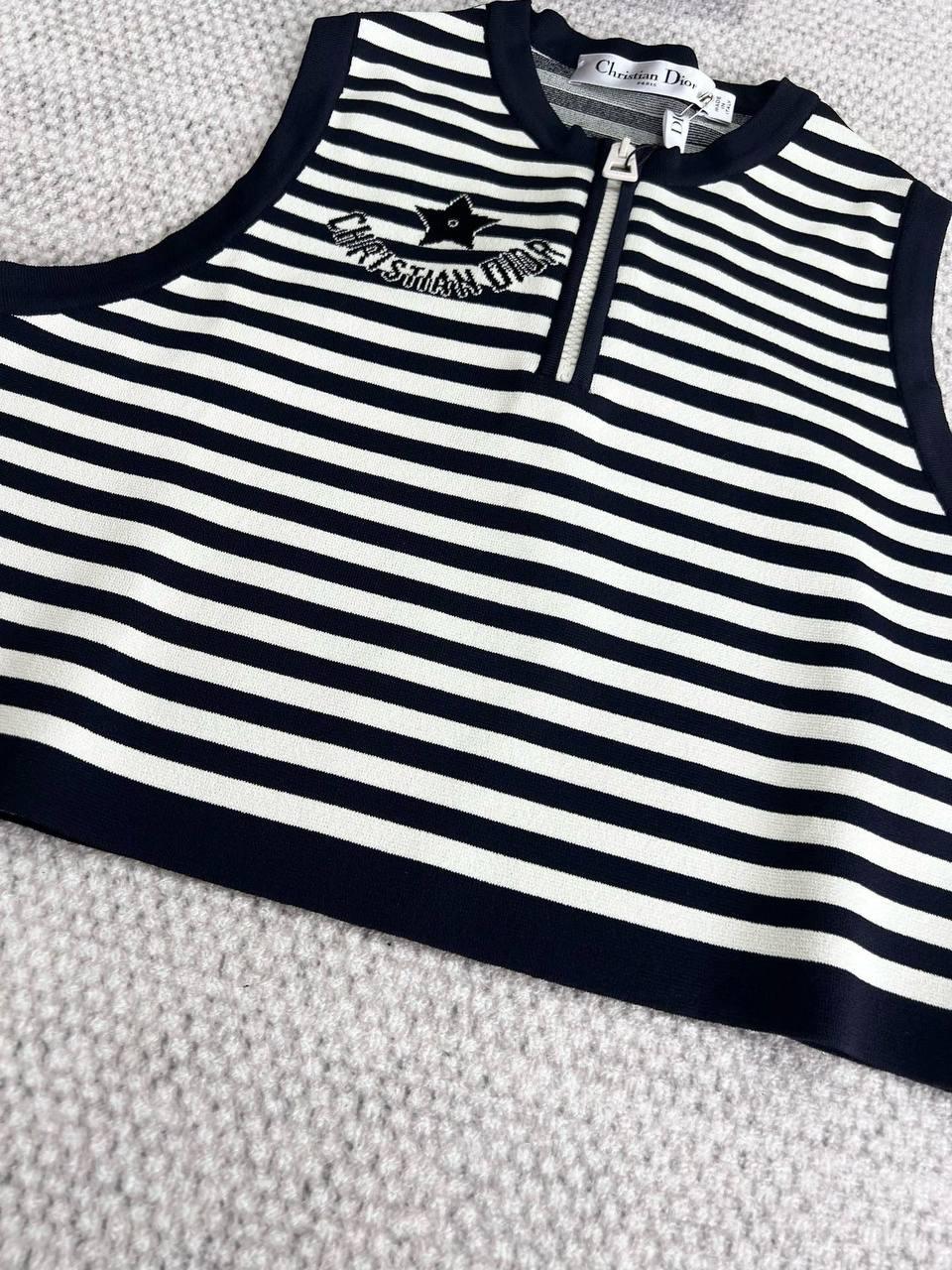 DIOR Çizgili Fermuarlı Kısa Üst - Glimmer of Luxury