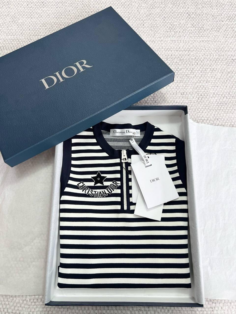 DIOR Çizgili Fermuarlı Kısa Üst - Glimmer of Luxury