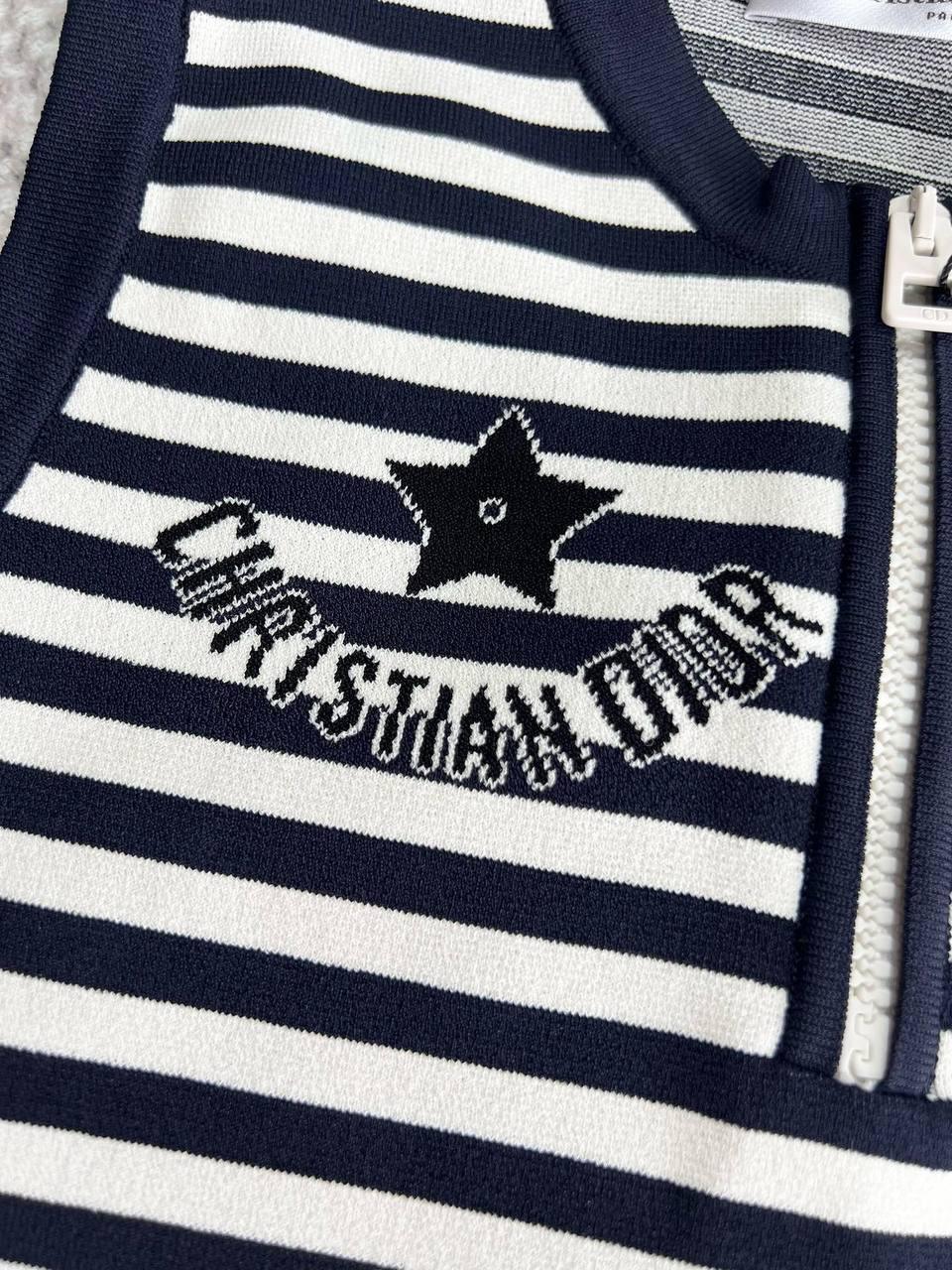 DIOR Çizgili Fermuarlı Kısa Üst - Glimmer of Luxury