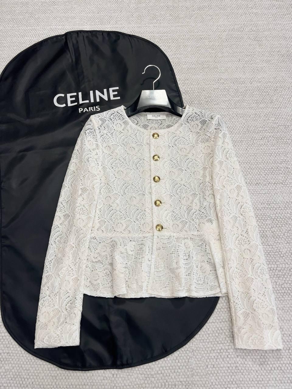 CELINE Arc de Triomphe Altın Tokalı Dantelli Siluet Ceket - Glimmer of Luxury