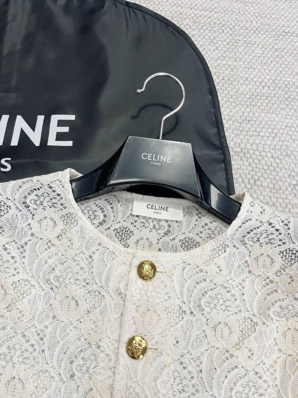 CELINE Arc de Triomphe Altın Tokalı Dantelli Siluet Ceket - Glimmer of Luxury