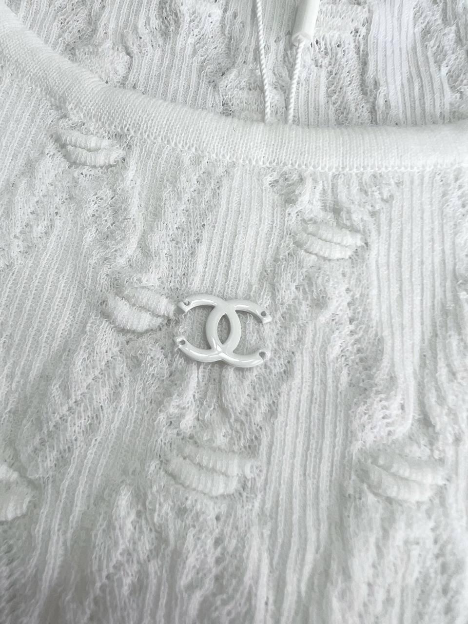 Chanel 2024 Beyaz Yaz Kolsuz Pamuklu Atlet - Glimmer of Luxury