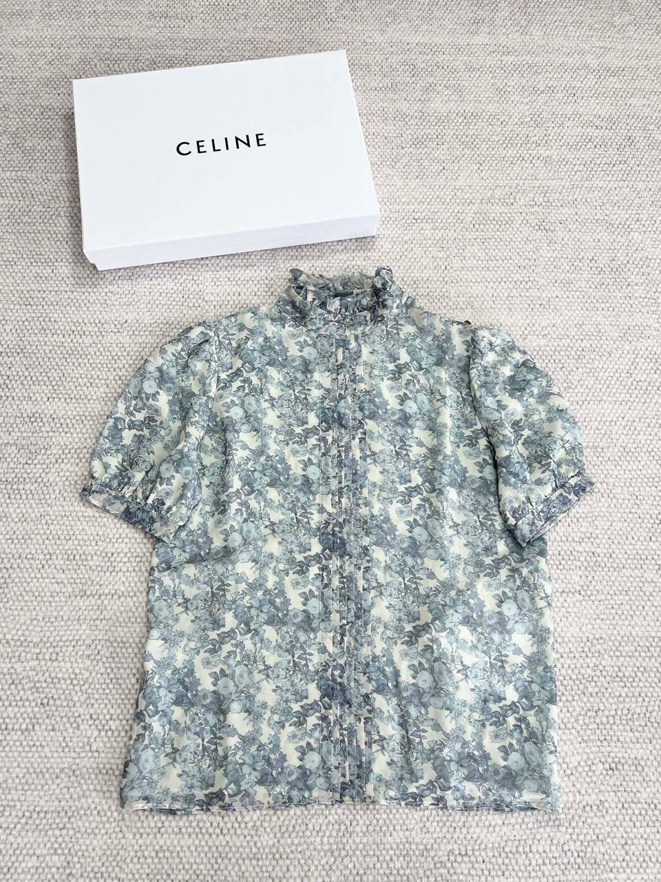 Celine Fırfır Yakalı İpek Jorjet Bluz - Glimmer of Luxury