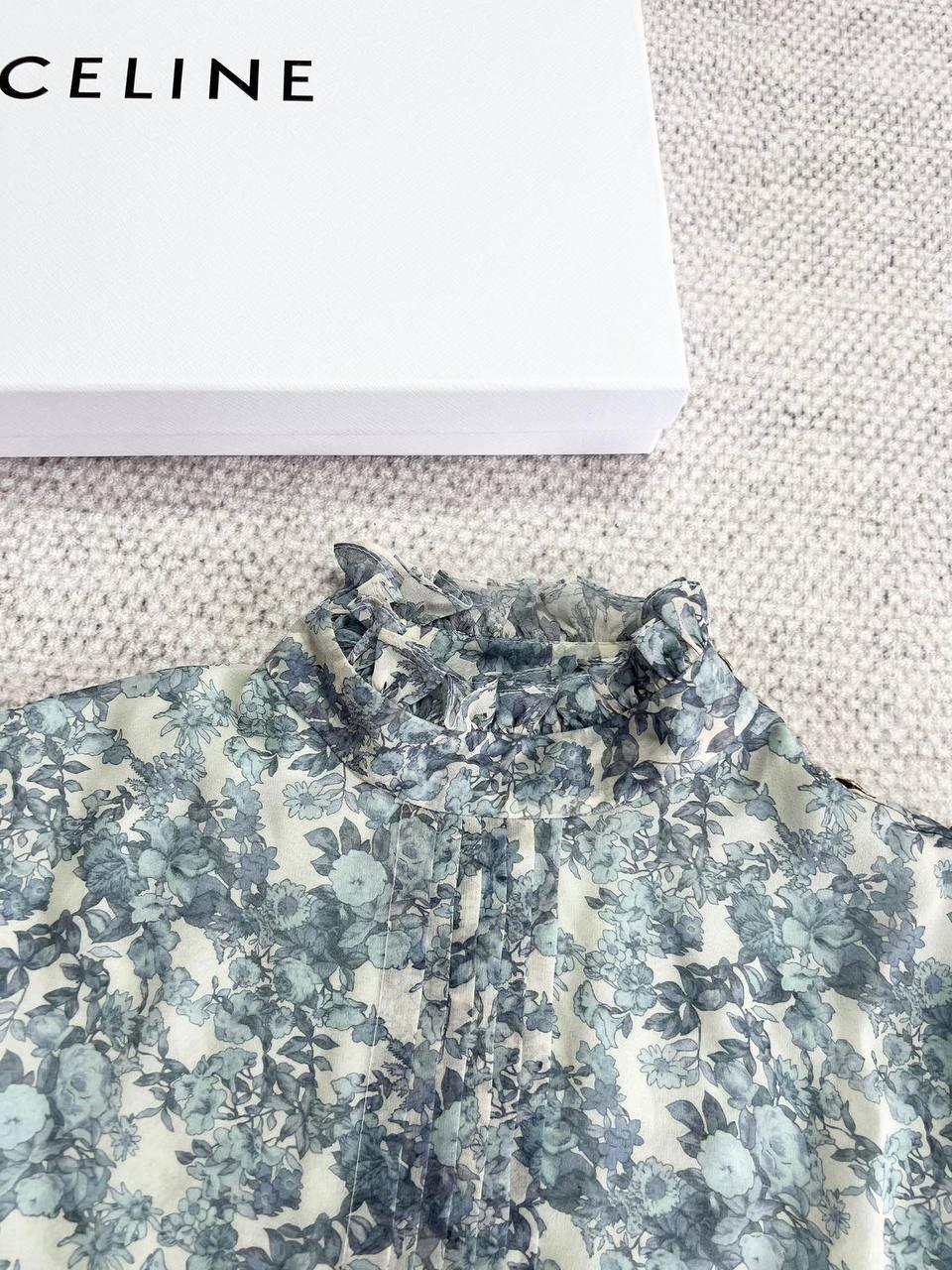 Celine Fırfır Yakalı İpek Jorjet Bluz - Glimmer of Luxury