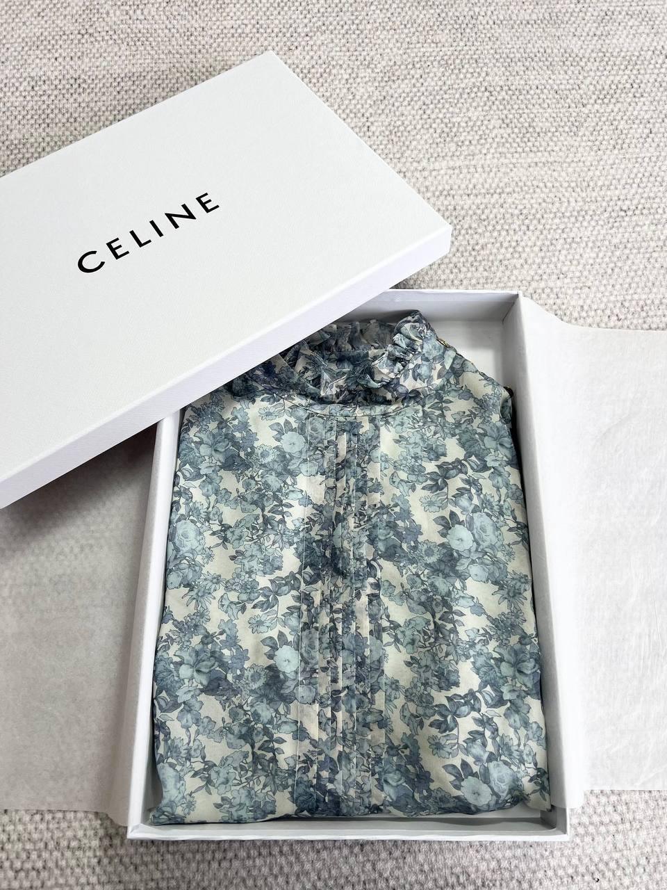 Celine Fırfır Yakalı İpek Jorjet Bluz - Glimmer of Luxury