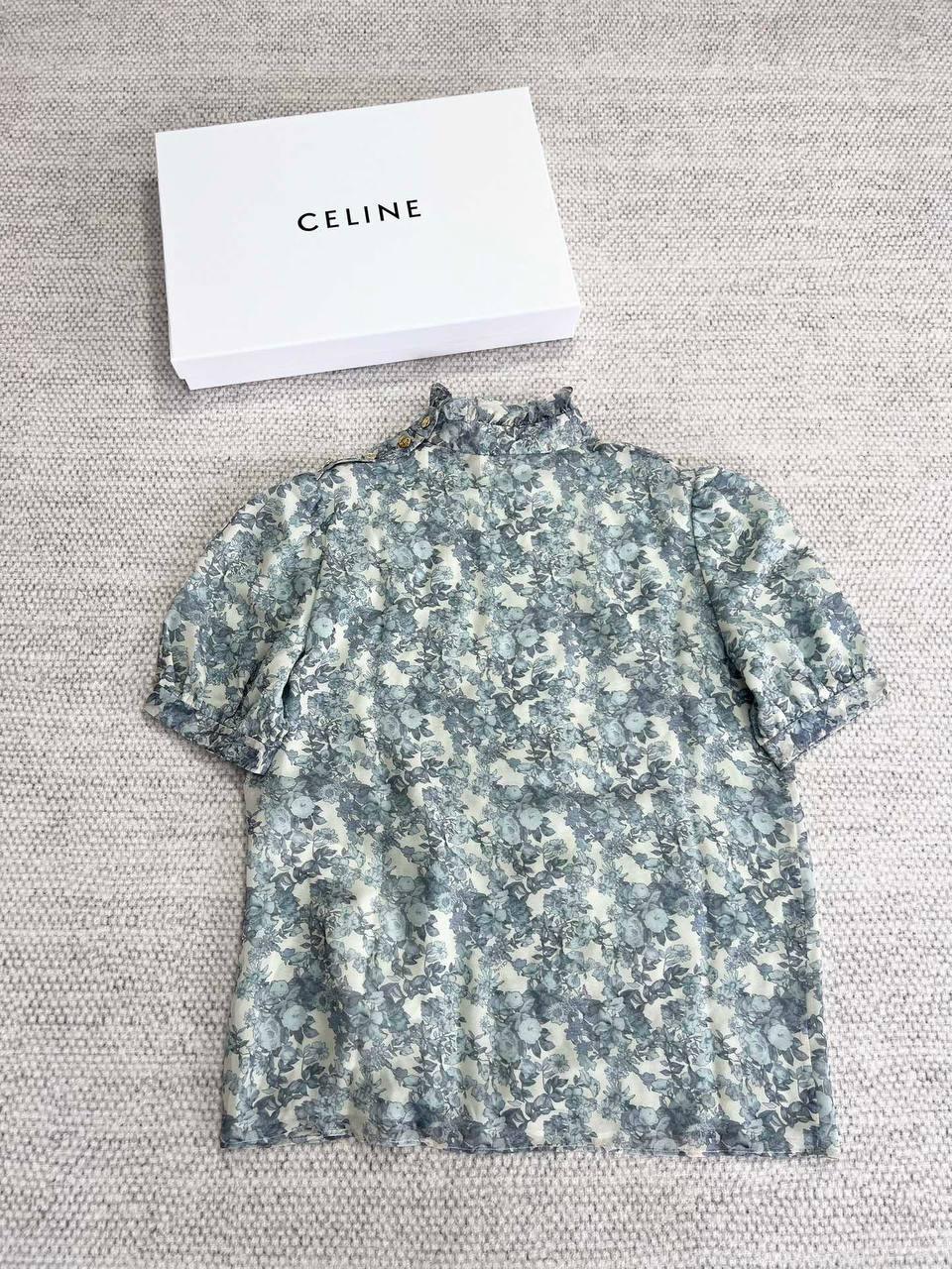 Celine Fırfır Yakalı İpek Jorjet Bluz - Glimmer of Luxury