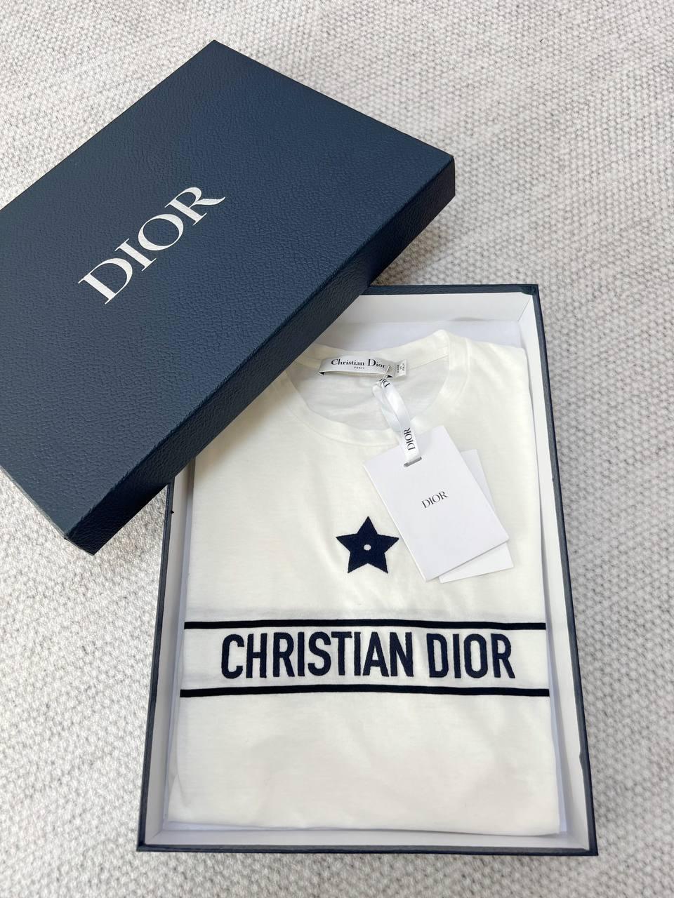 Dior Tişört İmzalı Beyaz Pamuklu Jarse - Glimmer of Luxury