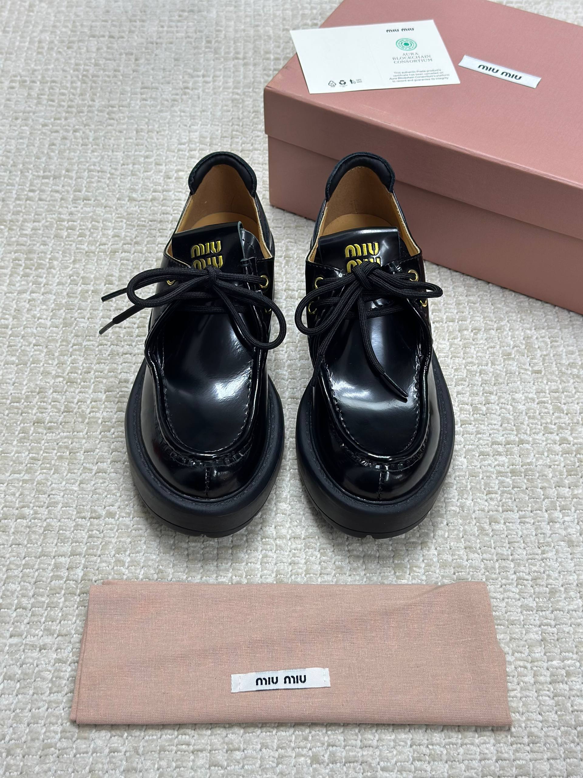 Miu Miu Leather Lace-Up Shoes