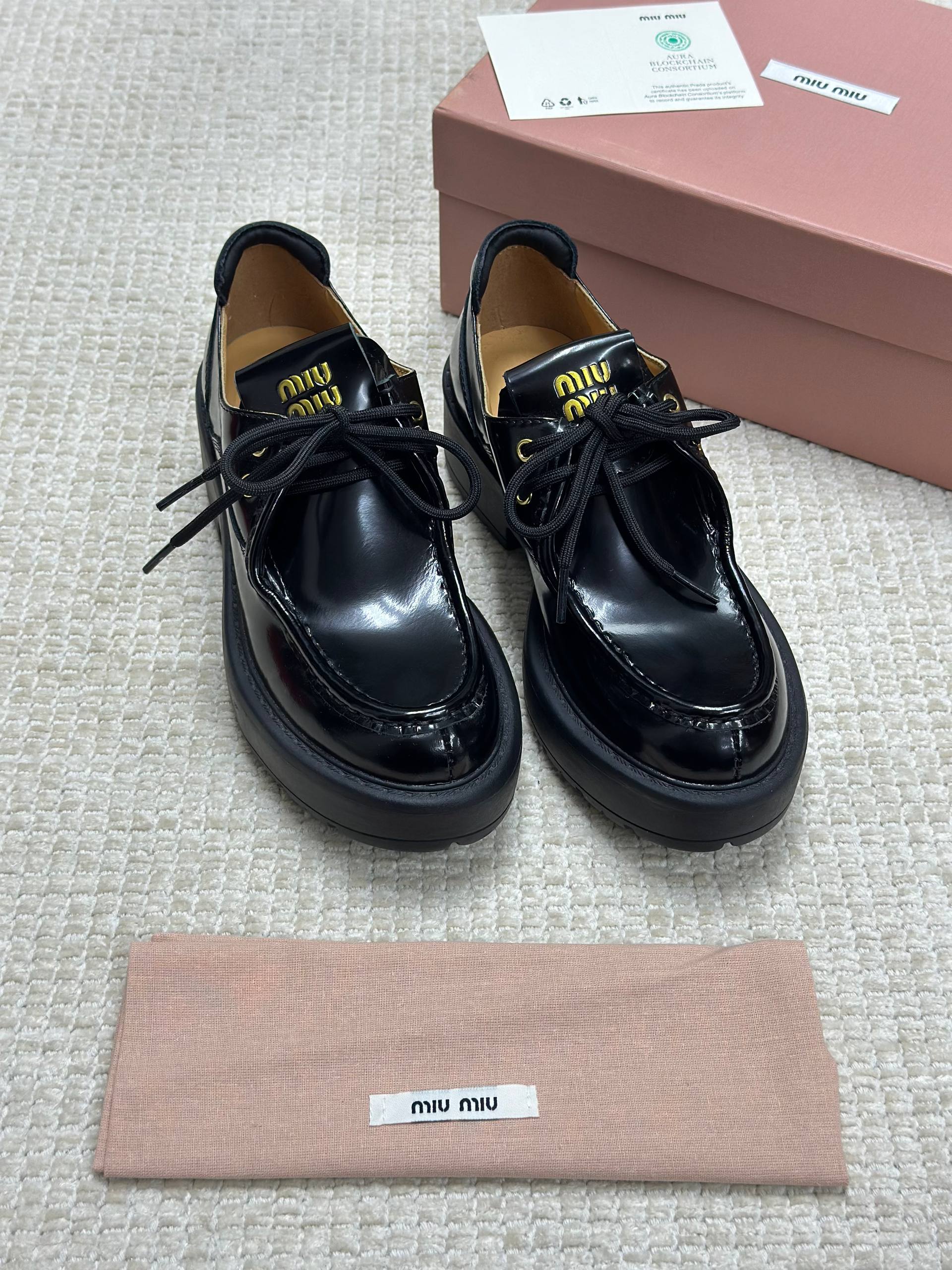 Miu Miu Leather Lace-Up Shoes