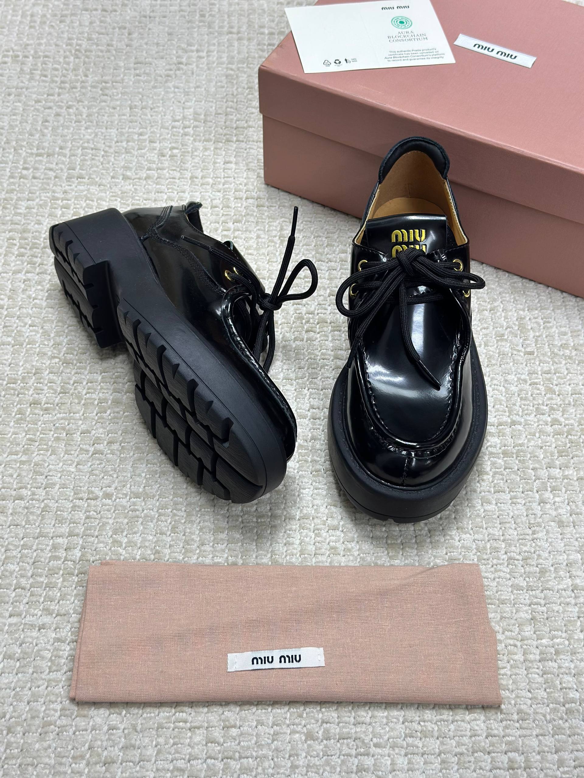 Miu Miu Leather Lace-Up Shoes