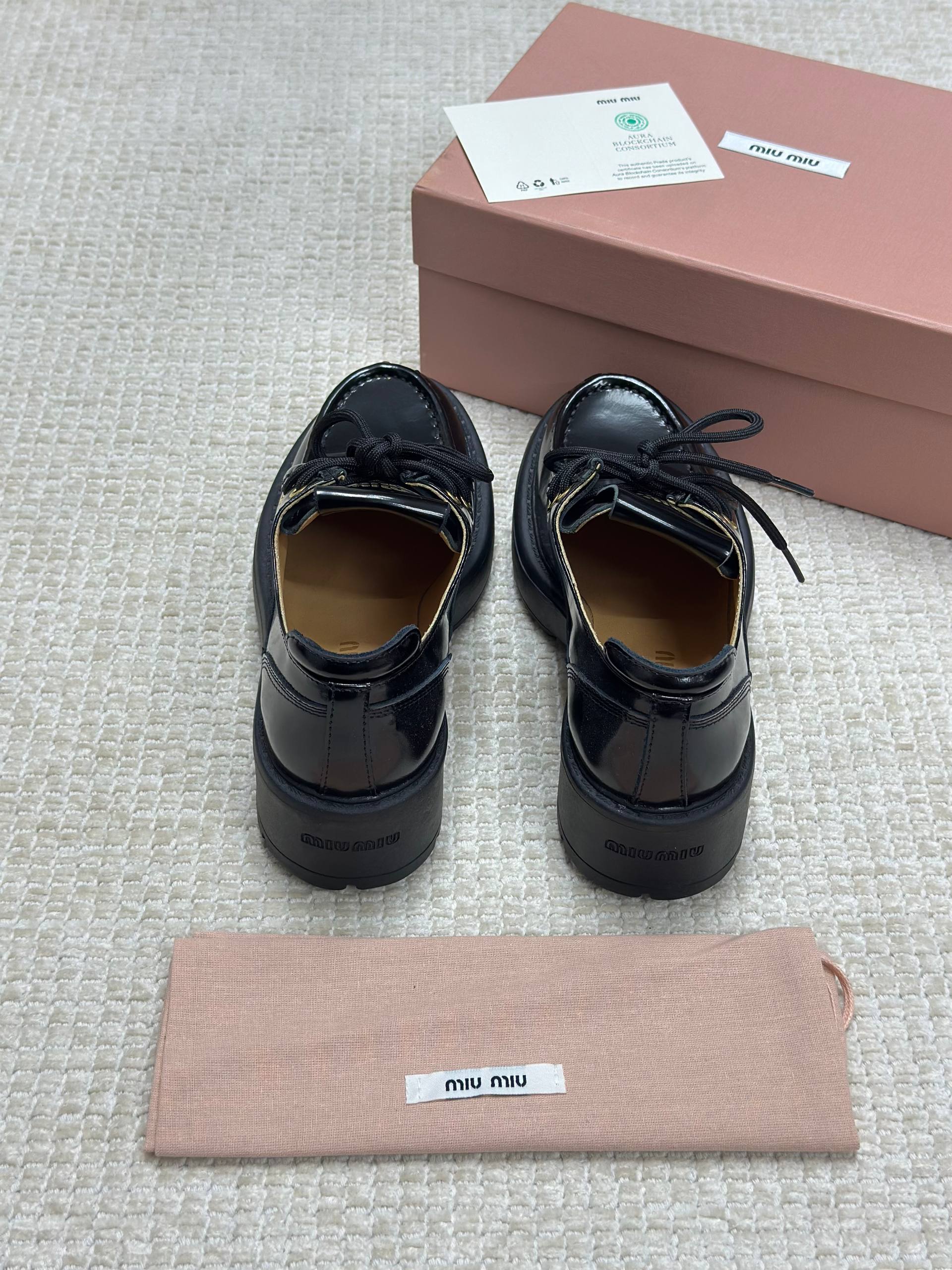 Miu Miu Leather Lace-Up Shoes