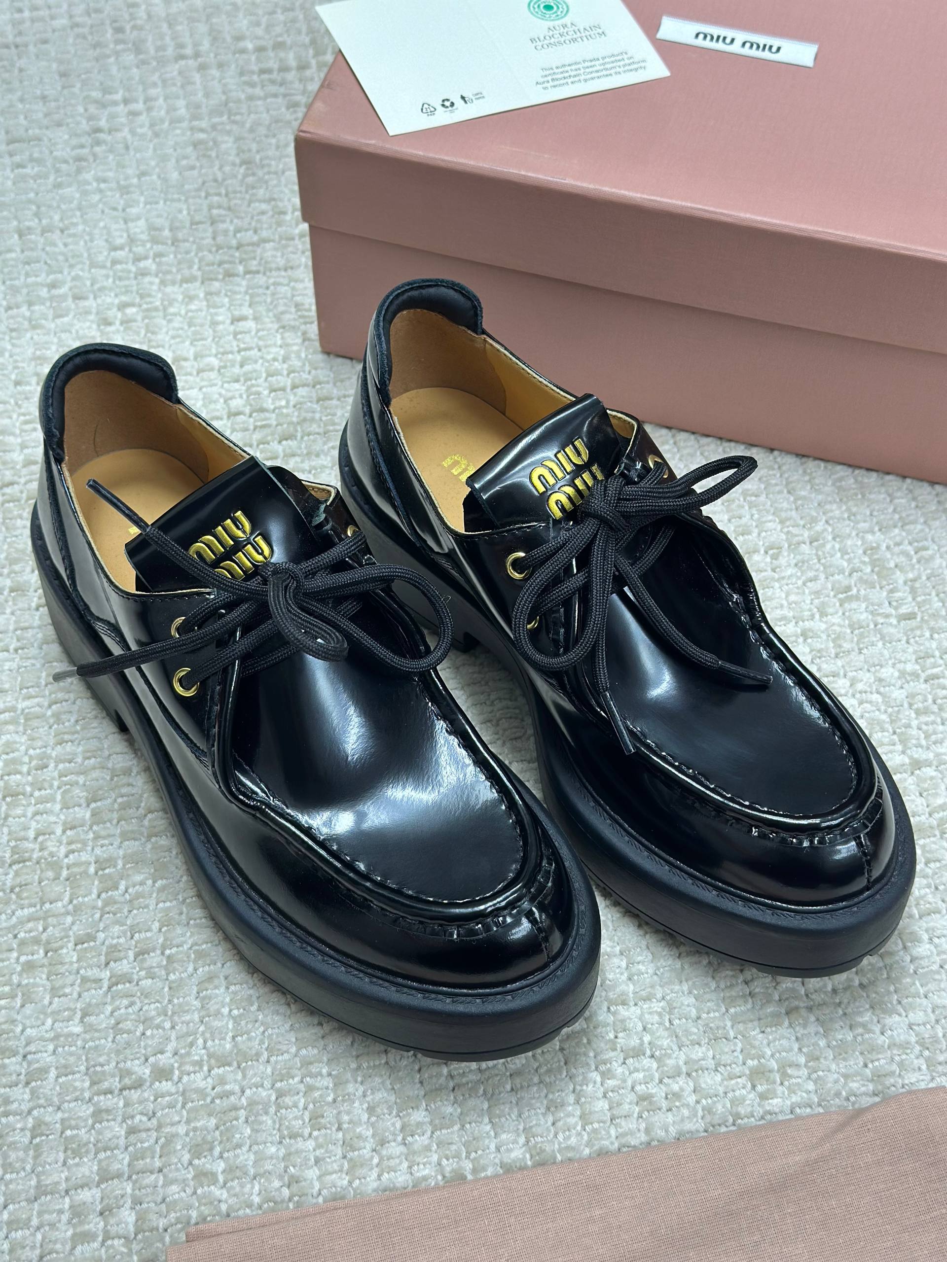 Miu Miu Leather Lace-Up Shoes