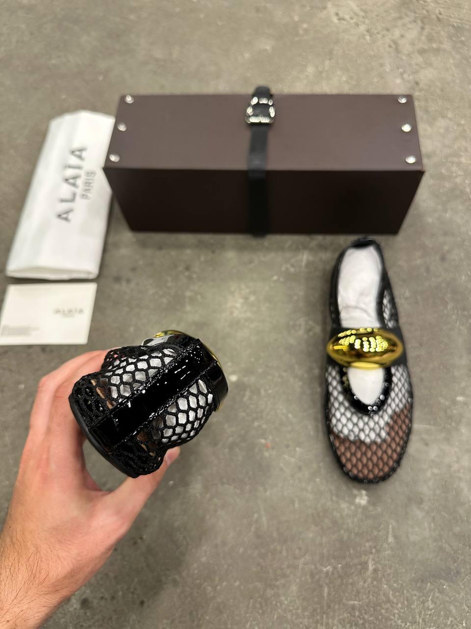 Alaia Ballet Flats Jewel In Fishnet - Glimmer of Luxury