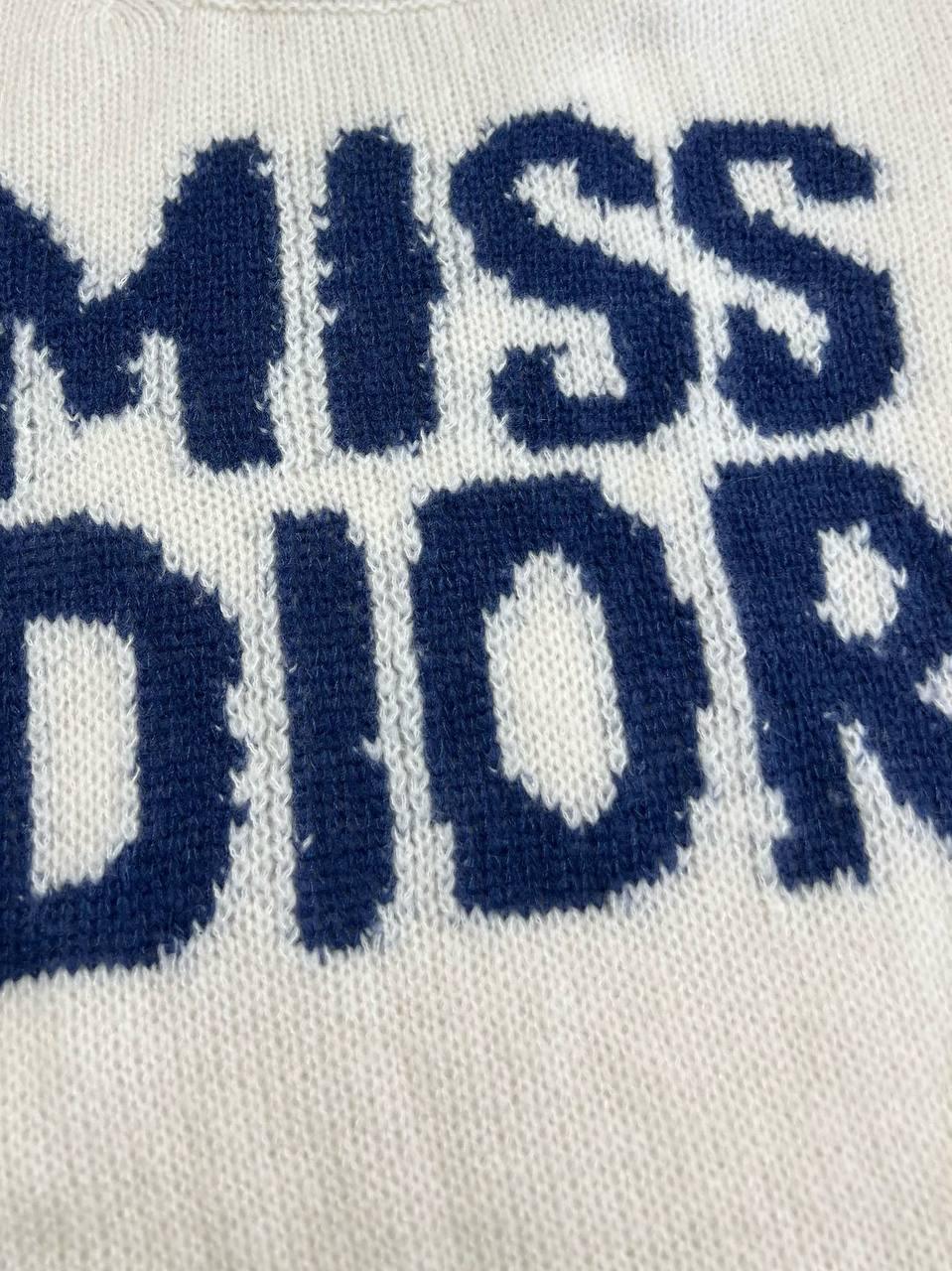 Dior Kazak Blue Miss Dior Graffiti Motifli Ekru Kaşmir ve İpek Örgü - Glimmer of Luxury