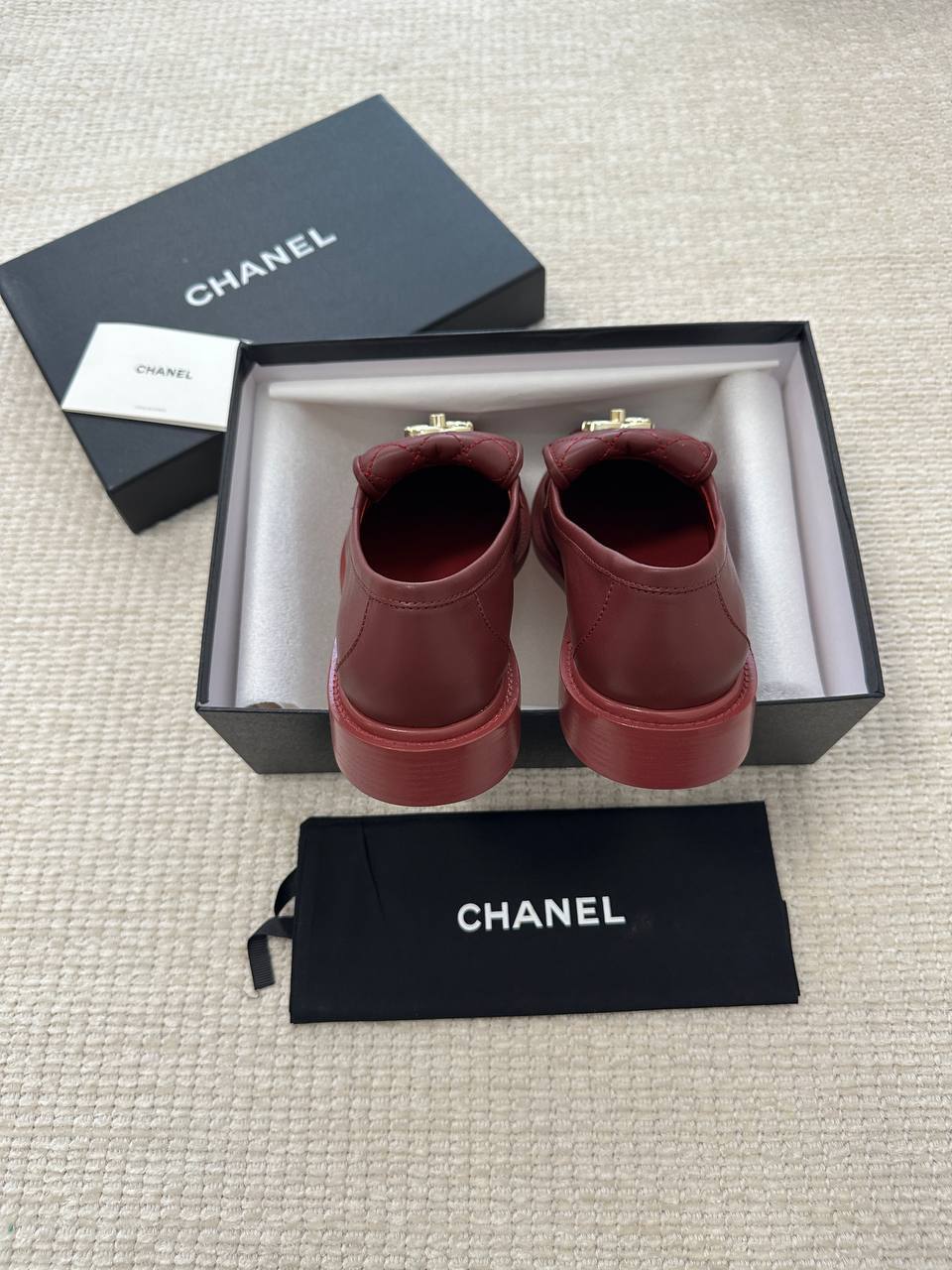 Chanel CC Turn Lock Leather Quilted Black Loafer