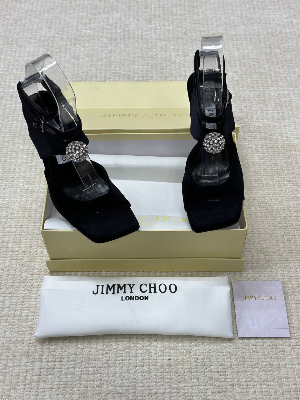 Jimmy Choo Orb 95 Velvet Sandals