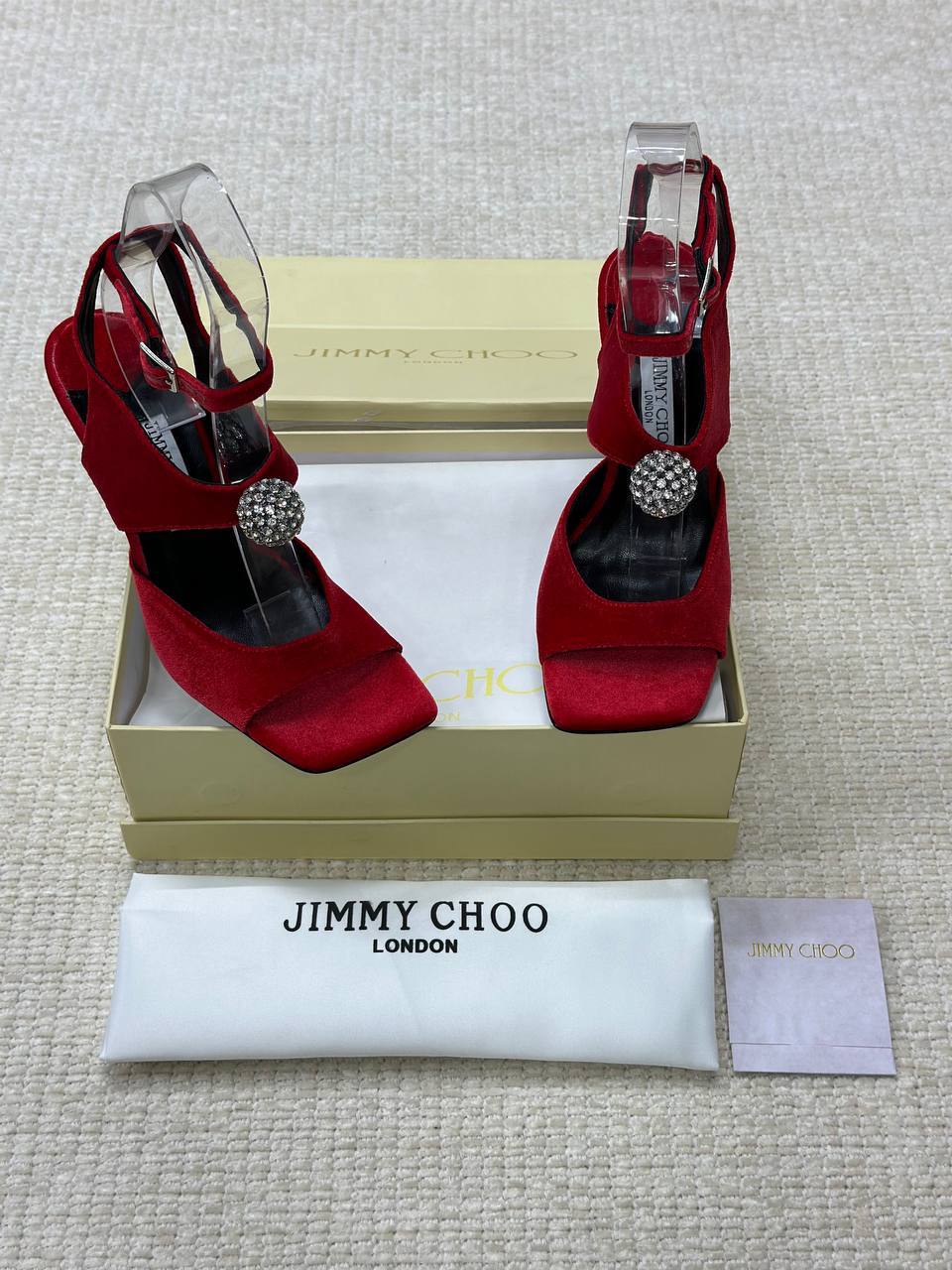 Jimmy Choo Orb 95 Velvet Sandals