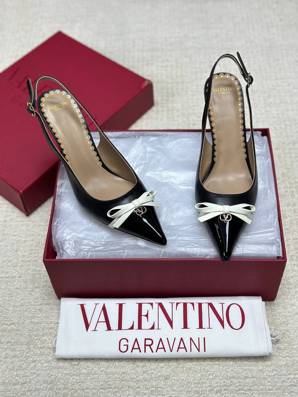 Valentino Bepointy Slingback Shoes Patent Leather 80mm