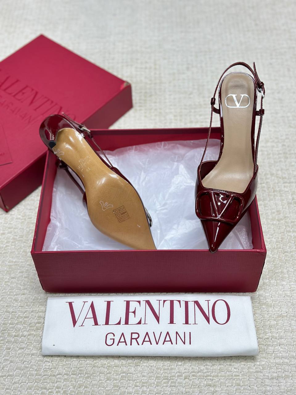 Valentino Vlogo Signature Patent Leather Strappy Shoes 80mm