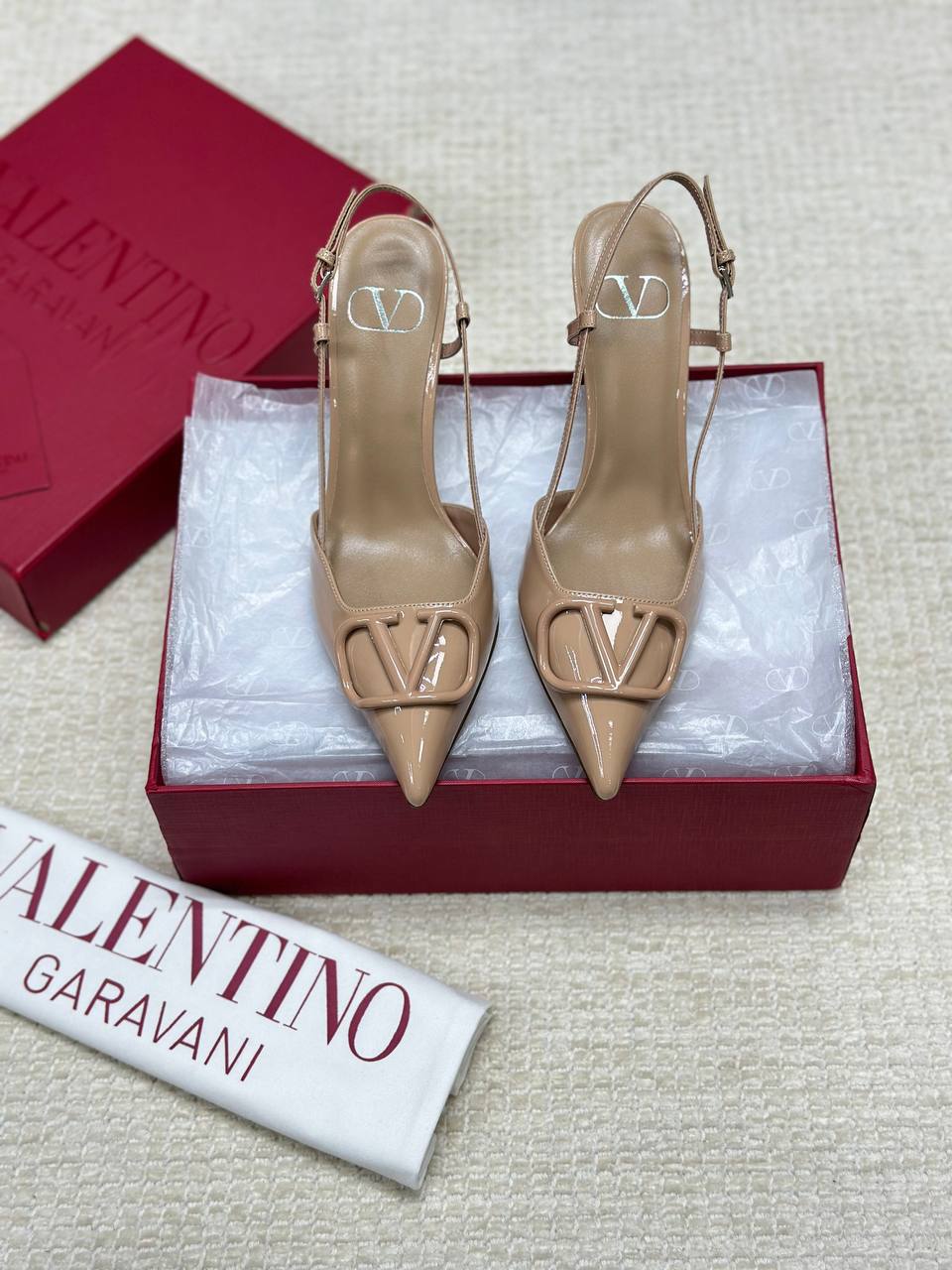 Valentino Vlogo Signature Patent Leather Strappy Shoes 80mm