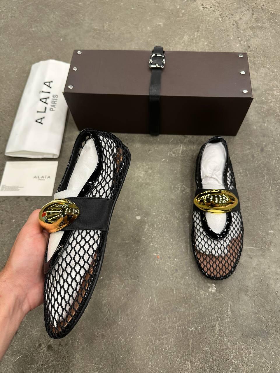 Alaia Ballet Flats Jewel In Fishnet - Glimmer of Luxury