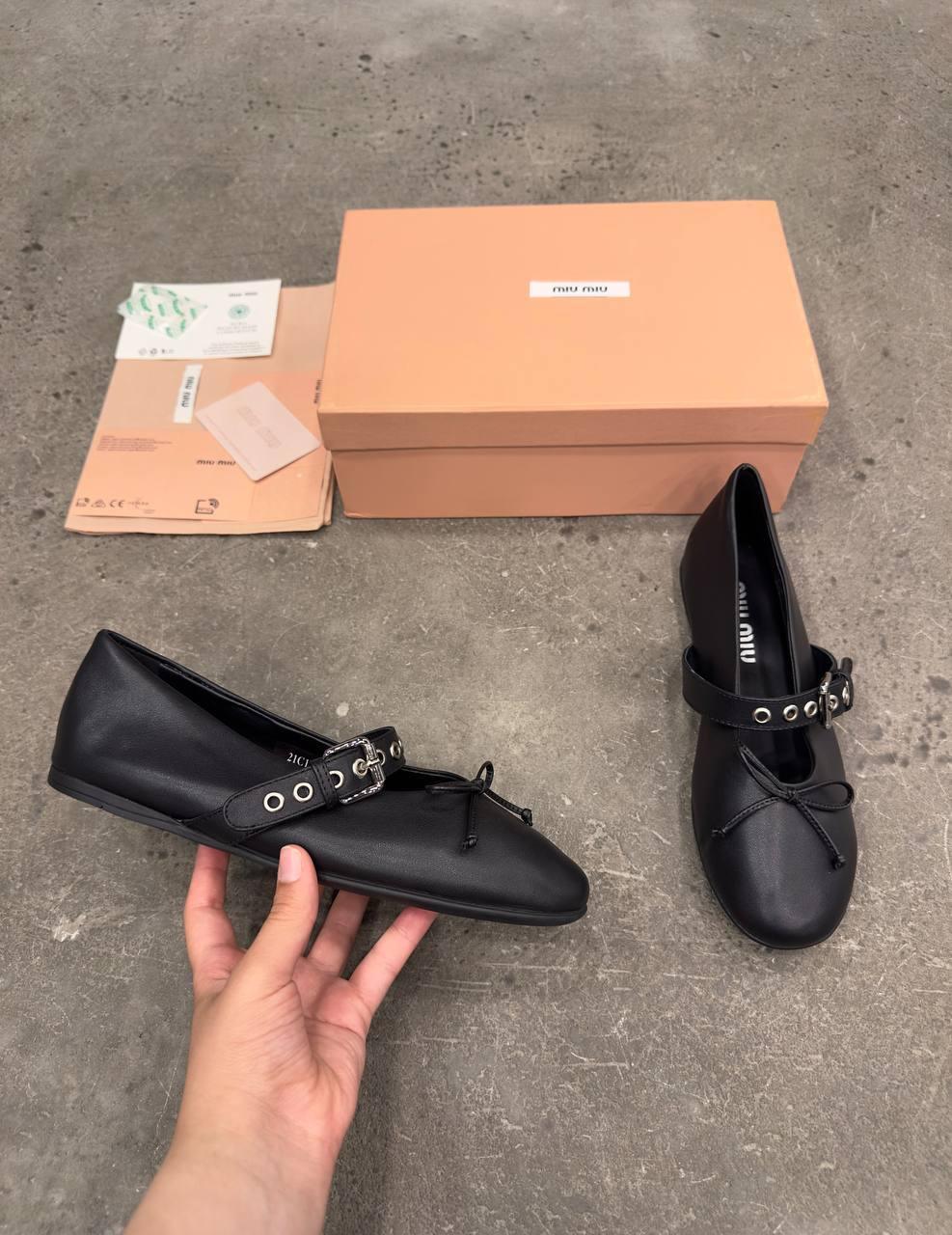 Miu Miu Deri Balerinler - Glimmer of Luxury