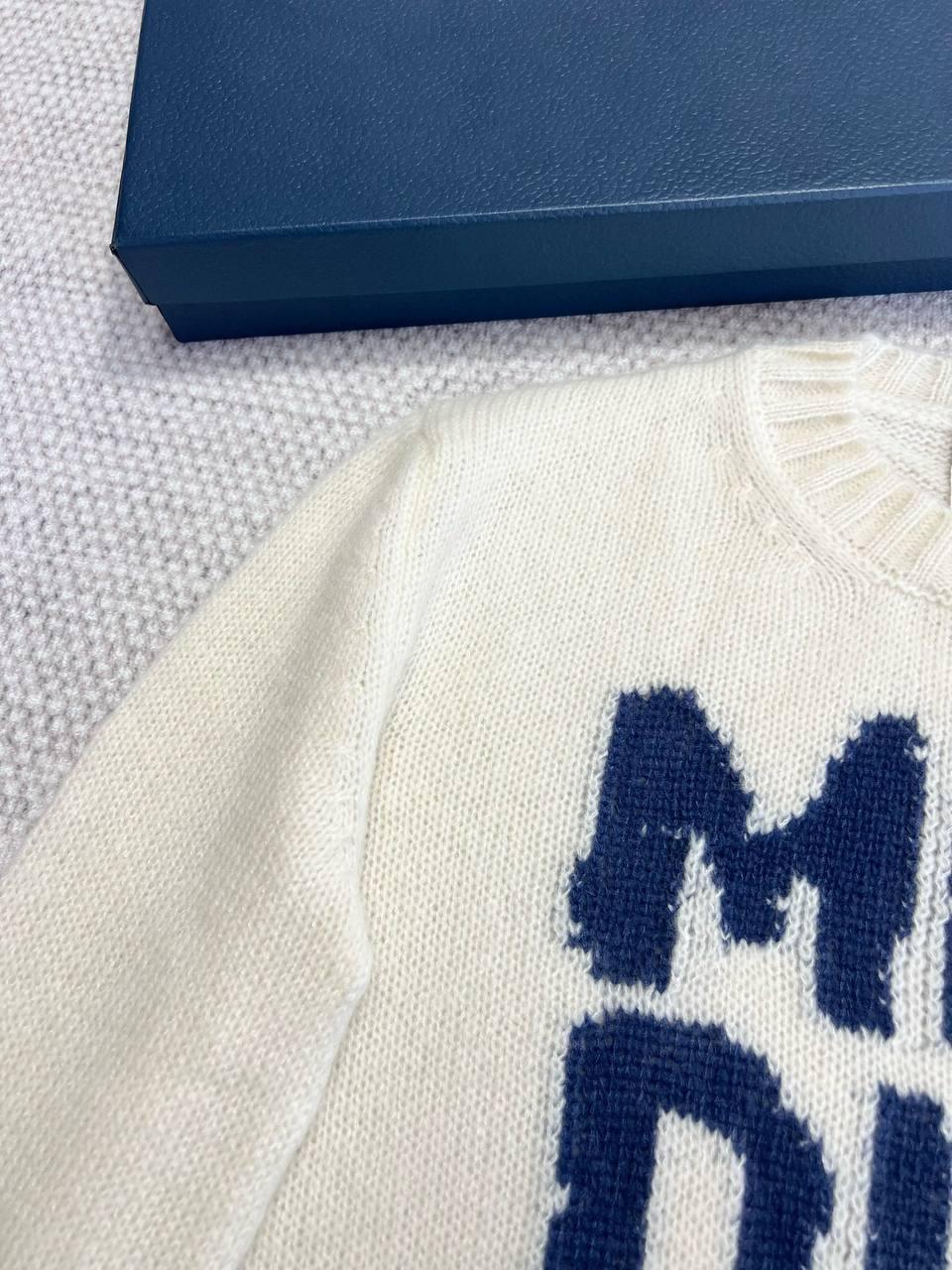 Dior Kazak Blue Miss Dior Graffiti Motifli Ekru Kaşmir ve İpek Örgü - Glimmer of Luxury