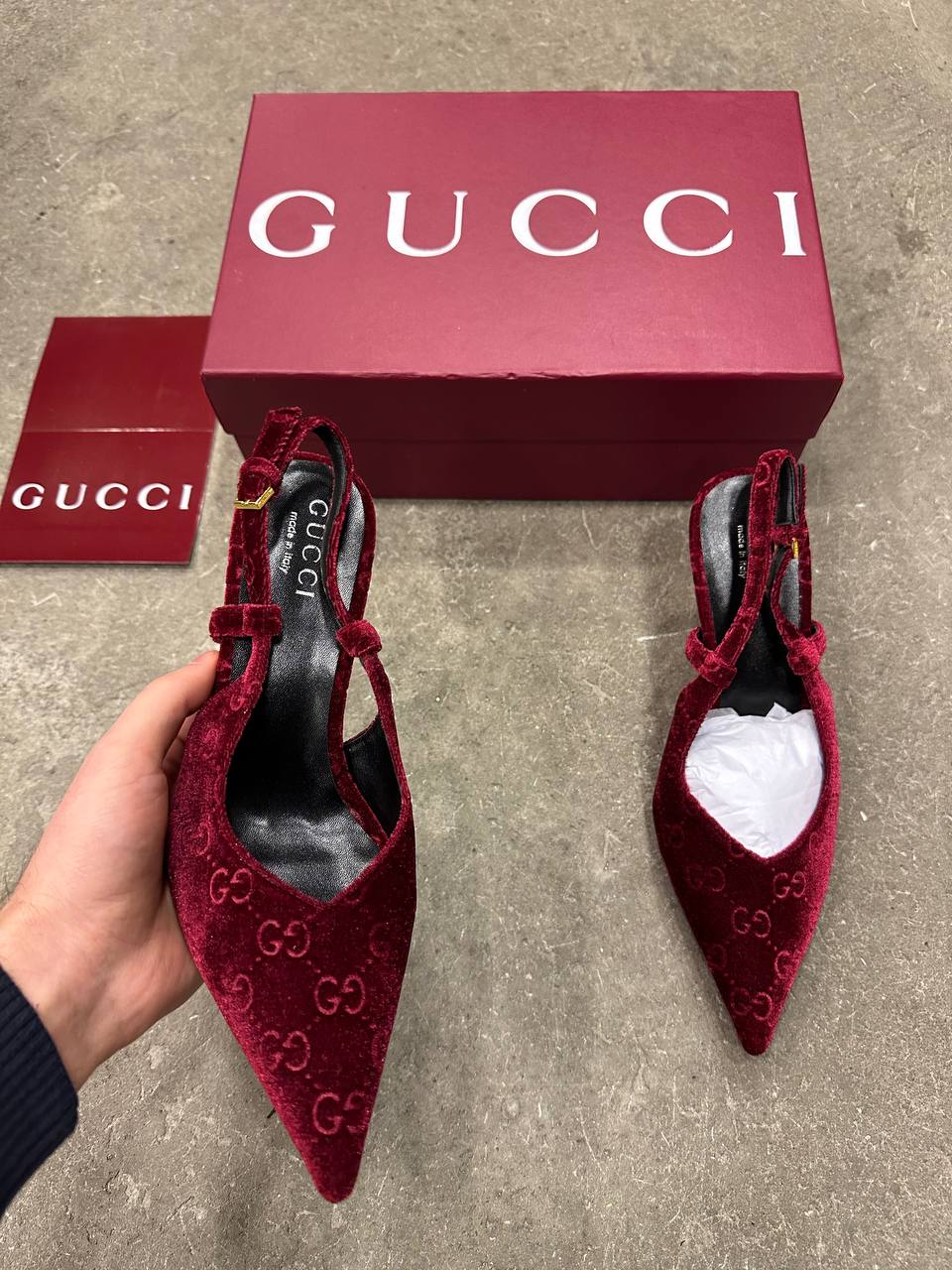 Gucci GG Kadife Arkası Açık İskarpin Topuklu Ayakkabı - Glimmer of Luxury