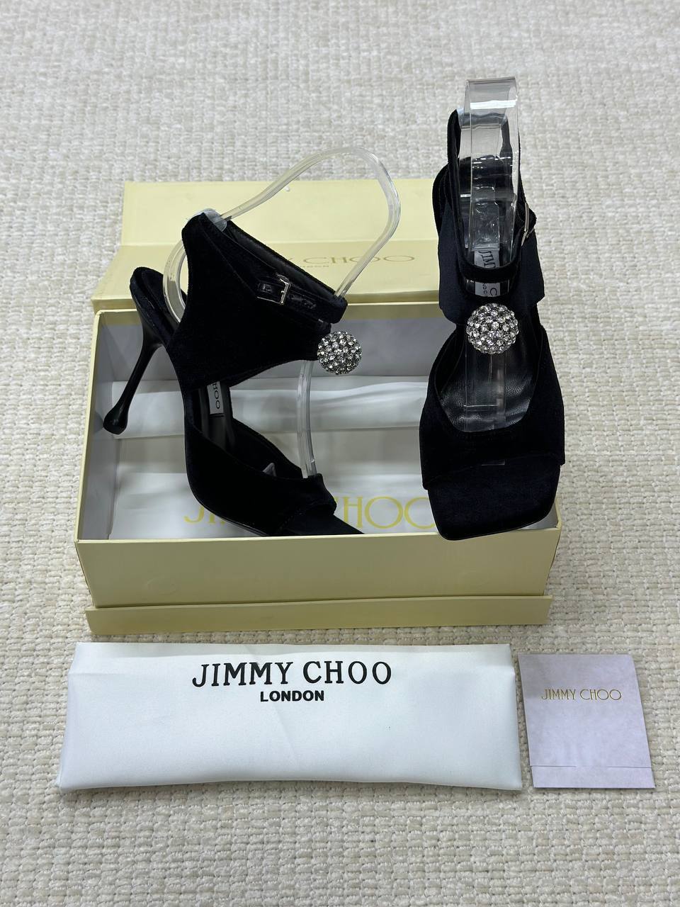 Jimmy Choo Orb 95 Velvet Sandals