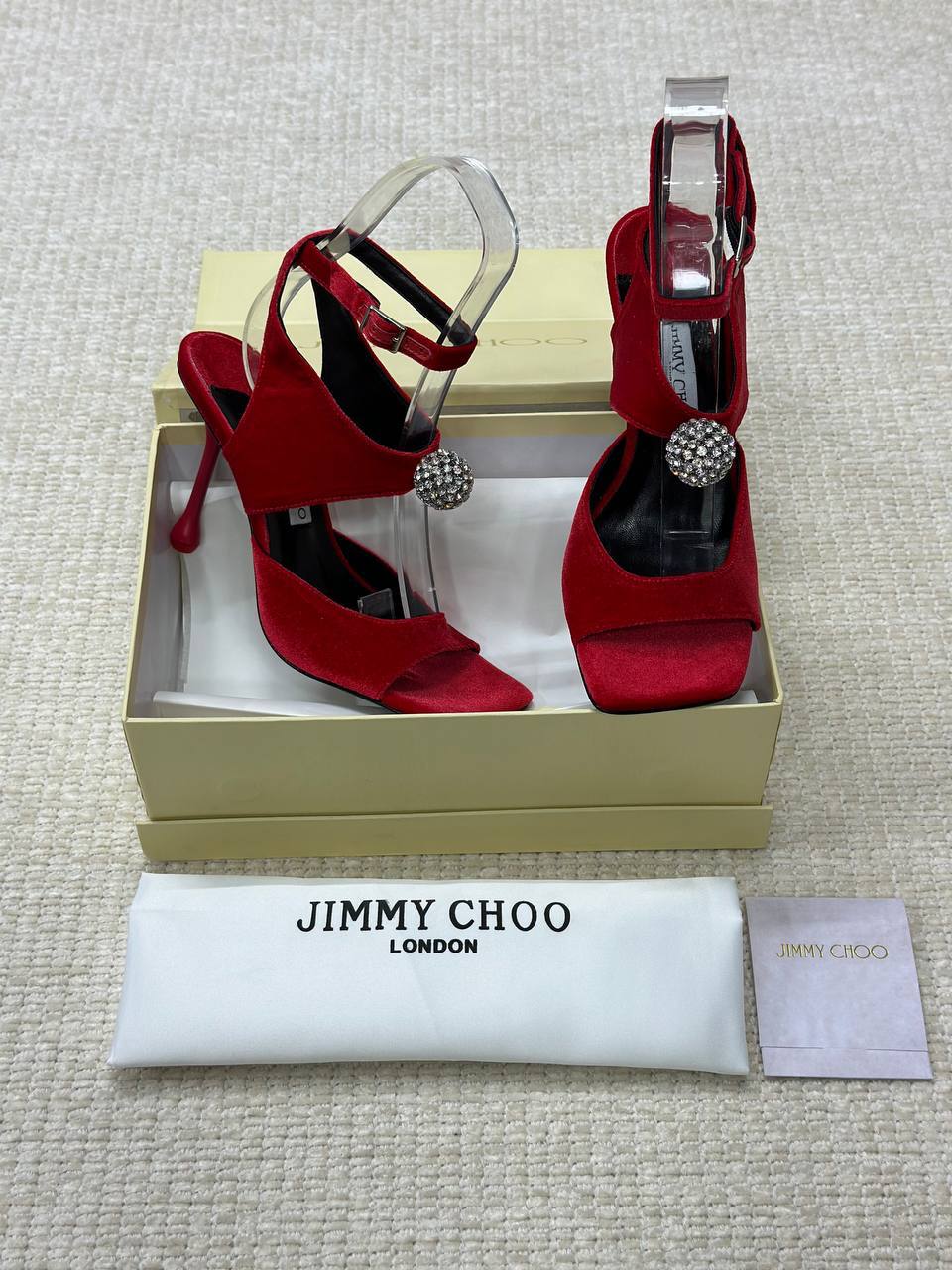 Jimmy Choo Orb 95 Velvet Sandals