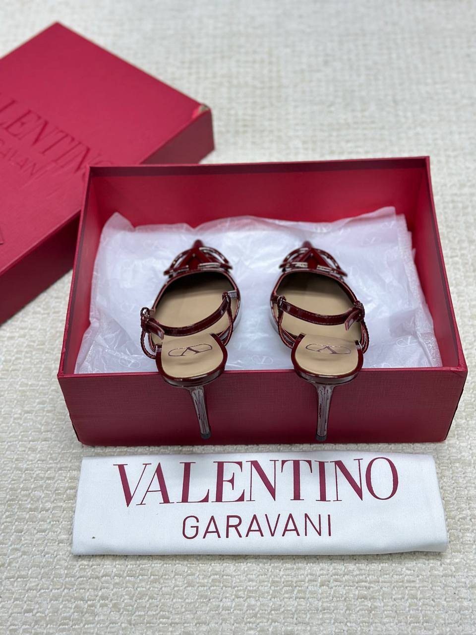 Valentino Vlogo Signature Patent Leather Strappy Shoes 80mm