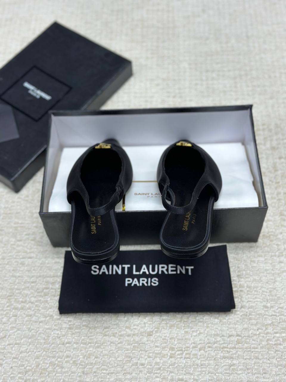 Saint Laurent Babylone Slingback Flats Satin Crepe