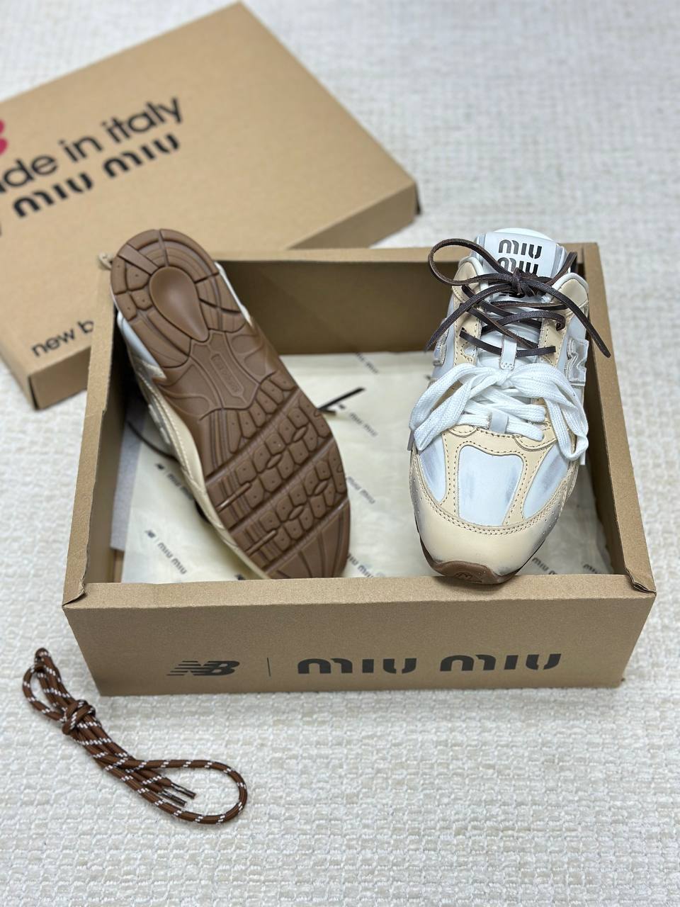 New Balance X Miu Miu 530 SL Deco Calfskin Closed Slippers