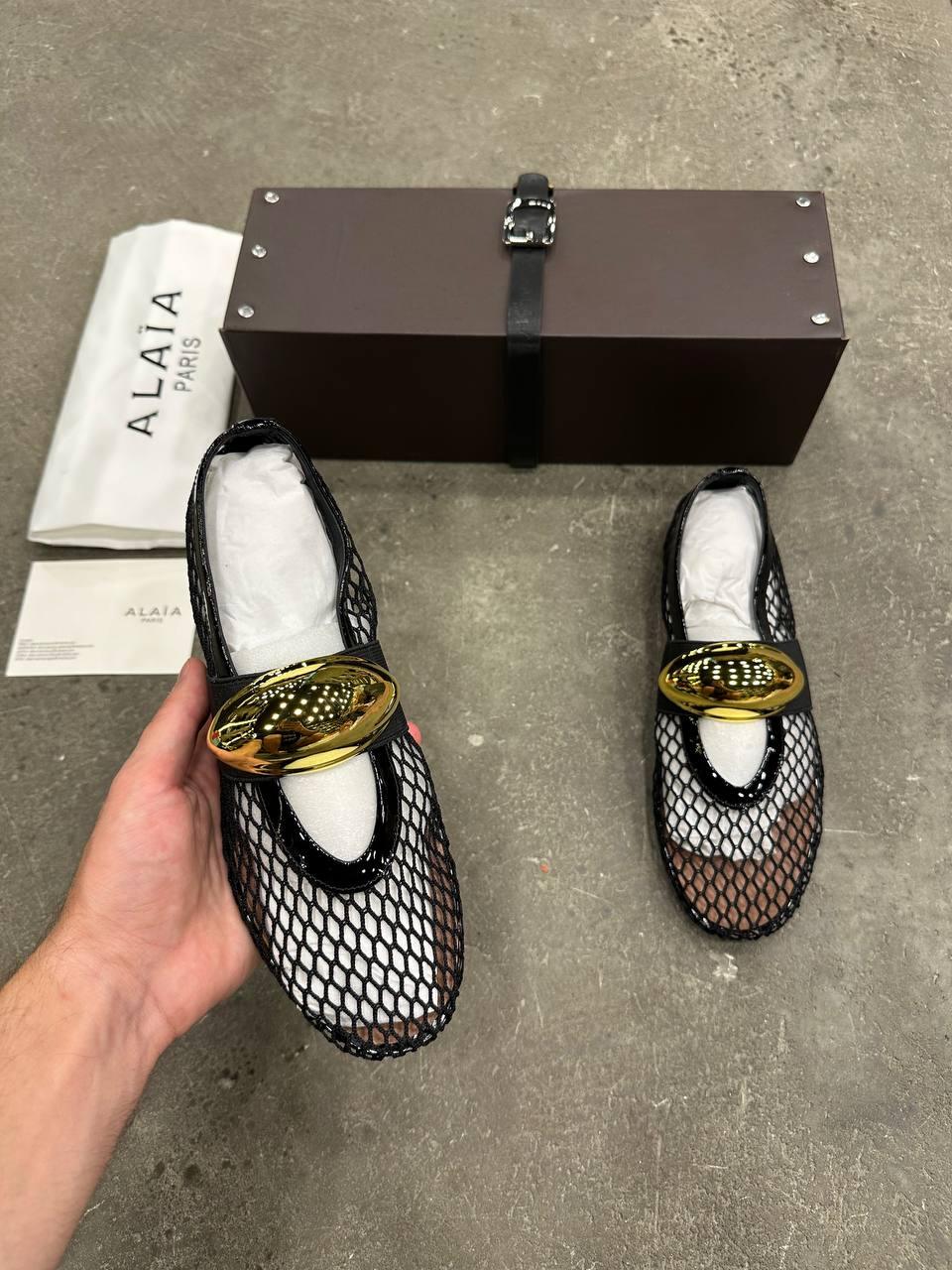 Alaia Ballet Flats Jewel In Fishnet - Glimmer of Luxury