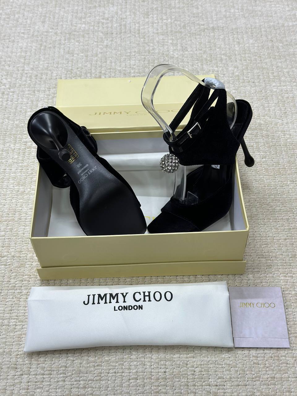 Jimmy Choo Orb 95 Velvet Sandals