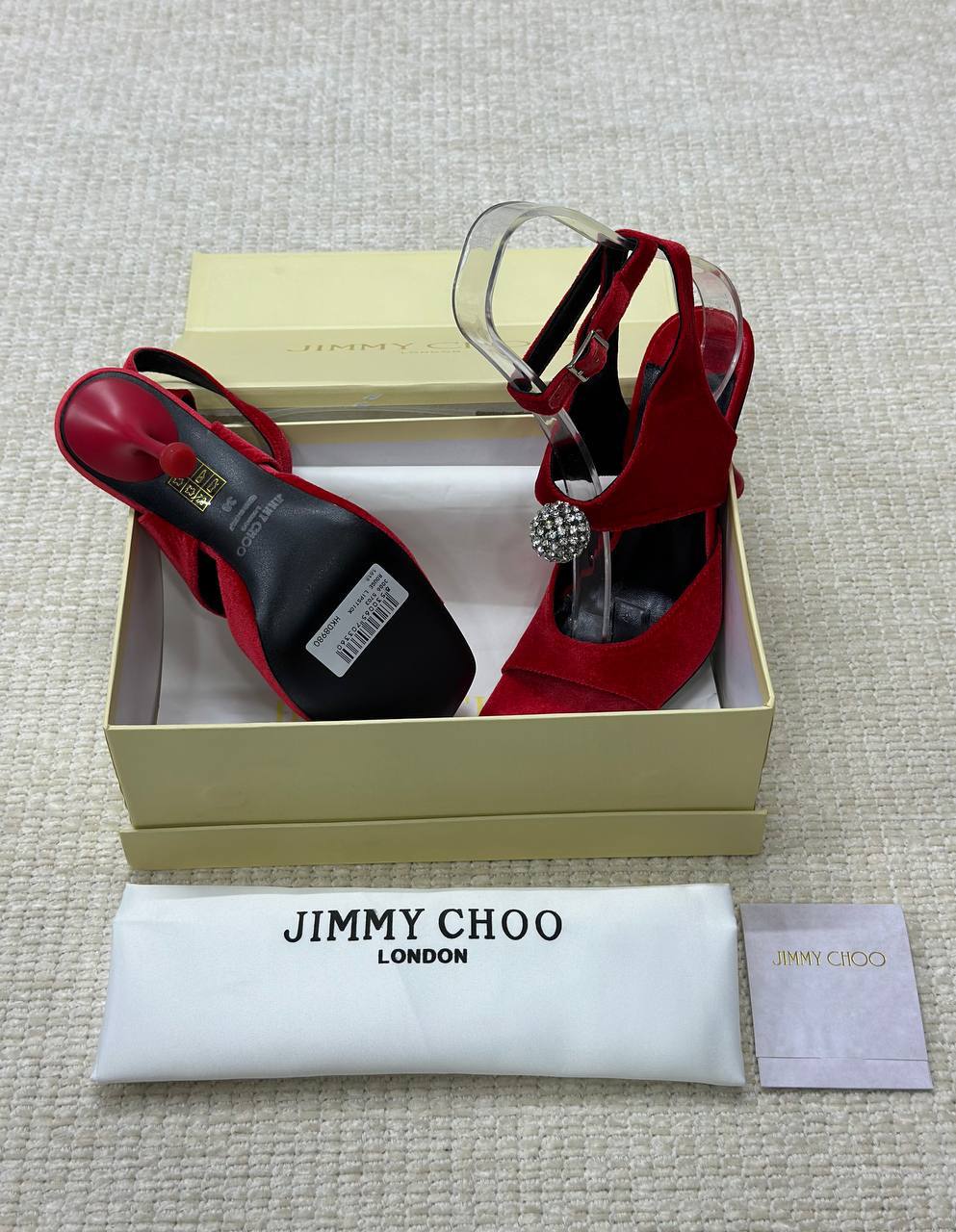 Jimmy Choo Orb 95 Velvet Sandals