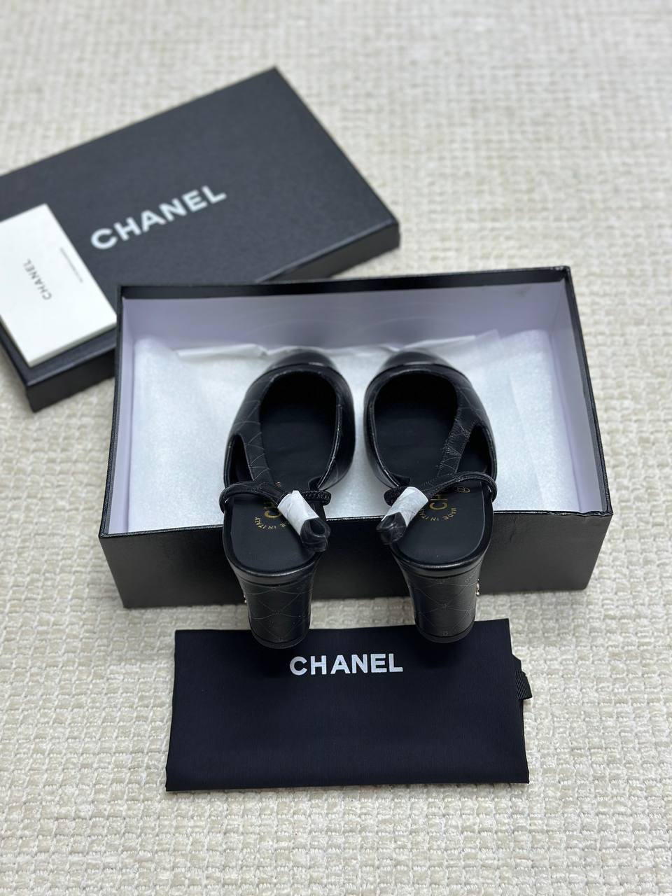 Chanel Patent Leather Closed Toe CC Slingback Shoes 2025