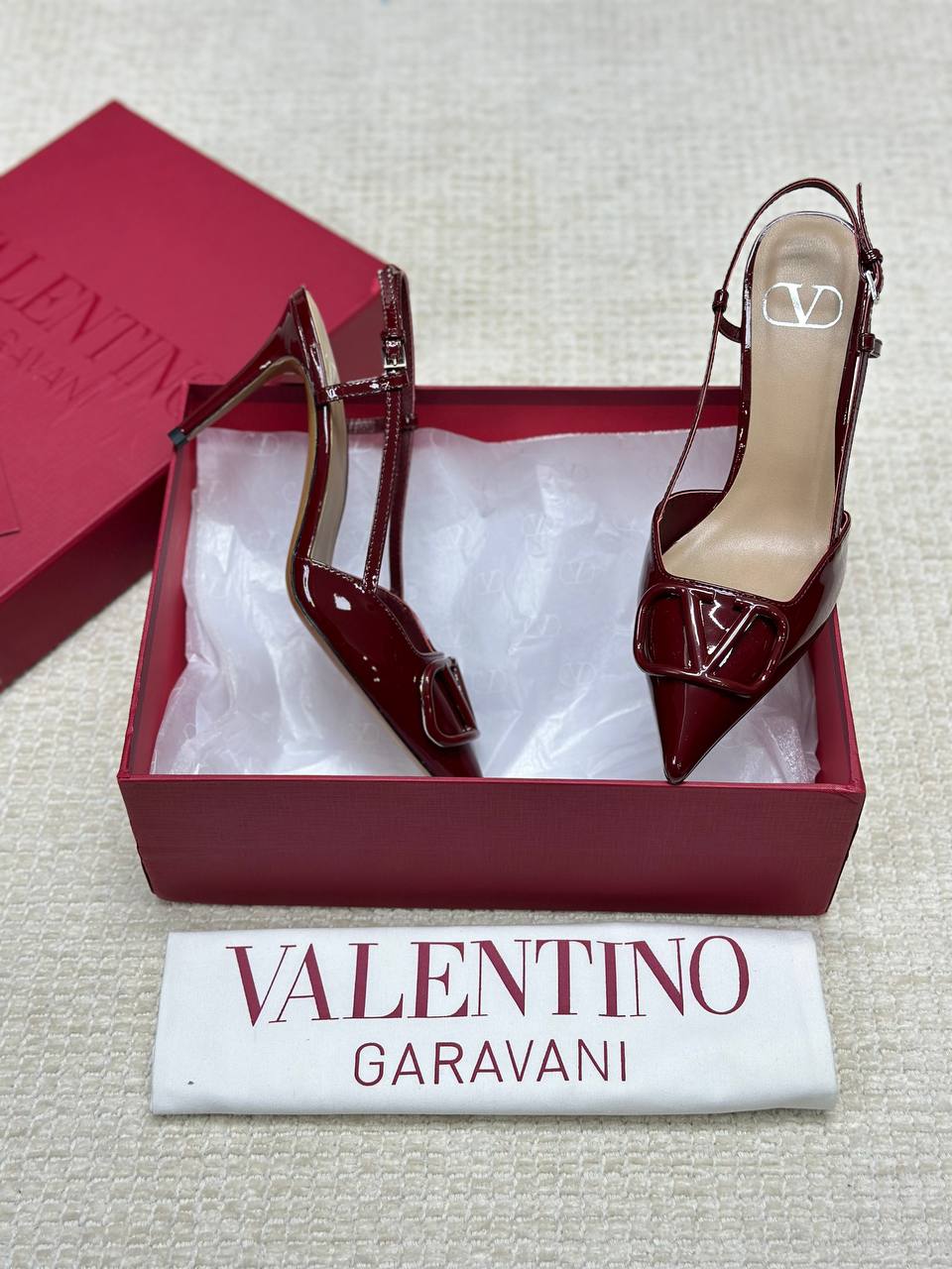 Valentino Vlogo Signature Patent Leather Strappy Shoes 80mm