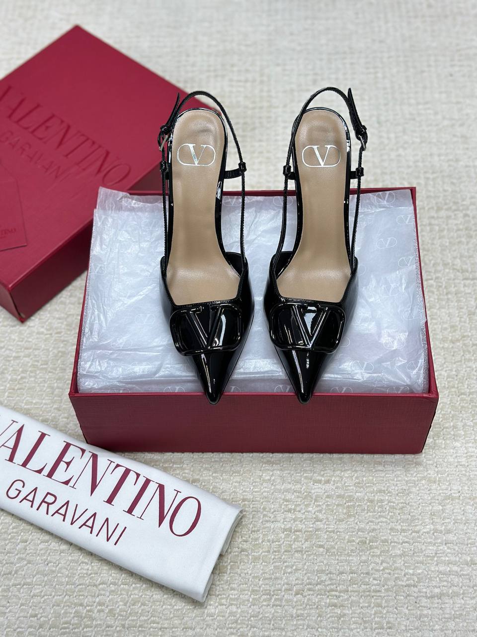 Valentino Vlogo Signature Patent Leather Strappy Shoes 80mm