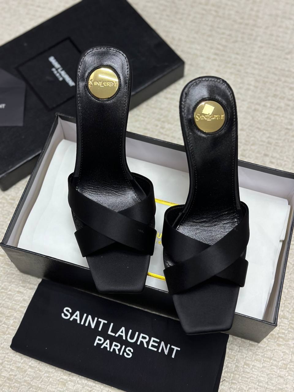 Saint Laurent Opyum Mules In Satin Crepe