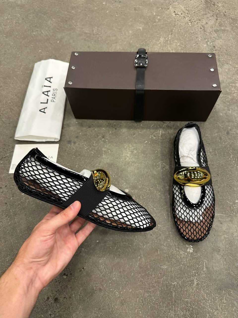 Alaia Ballet Flats Jewel In Fishnet - Glimmer of Luxury