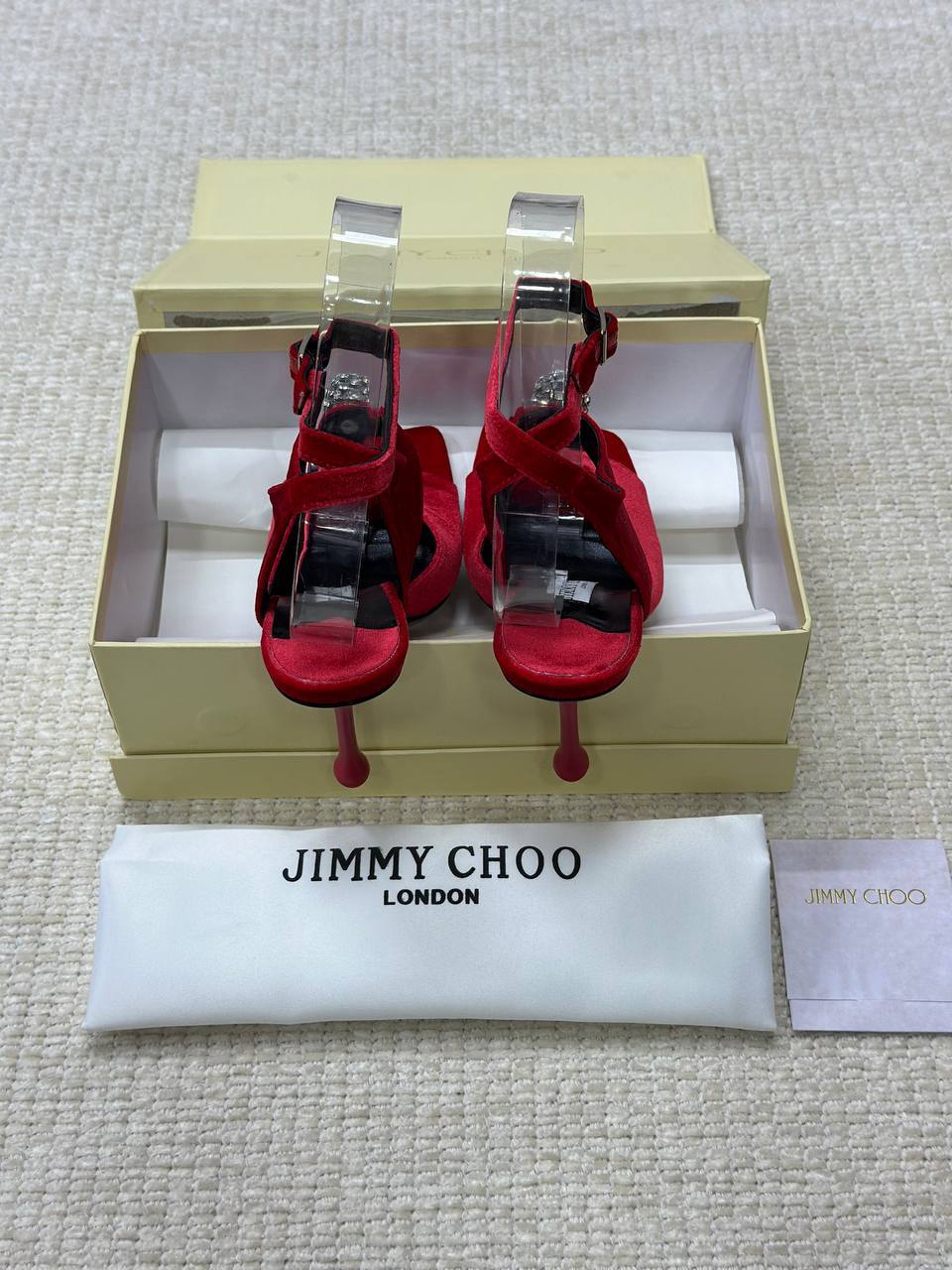Jimmy Choo Orb 95 Velvet Sandals